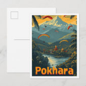 Pokhara Nepal  kunst reisillustratie Briefkaart (Voorkant / Achterkant)