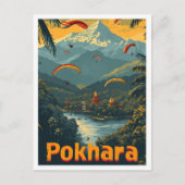 Pokhara Nepal  kunst reisillustratie Briefkaart (Voorkant)