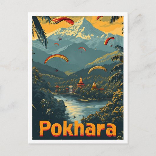 Pokhara Nepal  kunst reisillustratie Briefkaart (Voorkant)