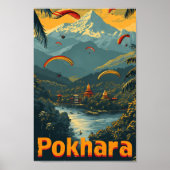 Pokhara Nepal  kunst reisillustratie Poster (Voorkant)