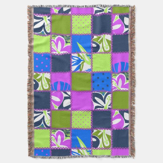 Pokii Hawaiian Floral and Dot Patchwork Blankets Deken (Voorkant Verticaal)
