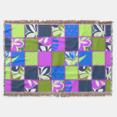 Pokii Hawaiian Floral and Dot Patchwork Blankets Deken (Voorkant)