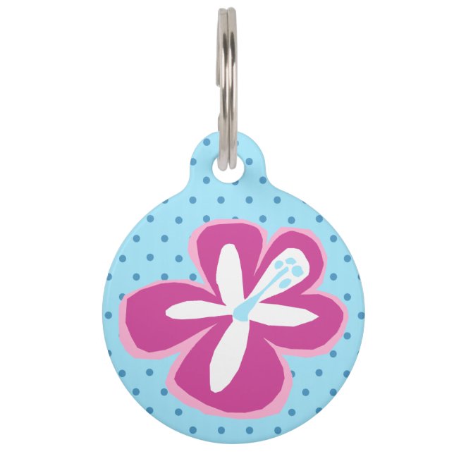 Pokii Hawaiian snijdt Hibiscus Polka Dot uit Huisdierpenning (Voorkant)