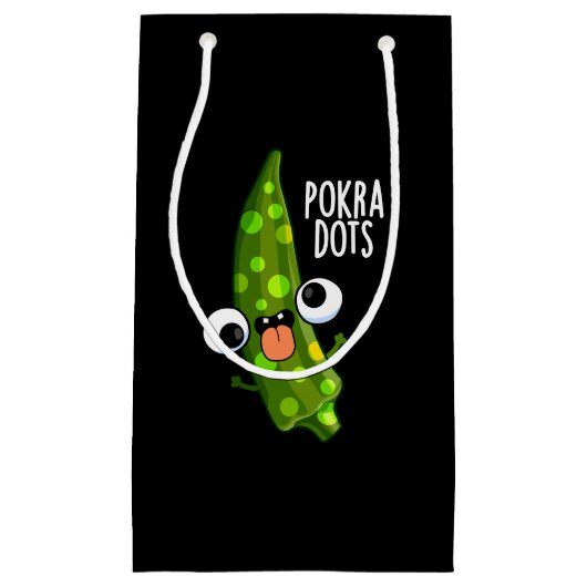 Pokra Stippen Funny Okra Pun Dark BG Klein Cadeauzakje (Voorkant)