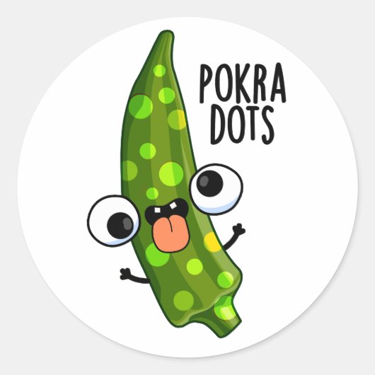 Pokra Stippen Funny Okra Pun Ronde Sticker (Voorkant)