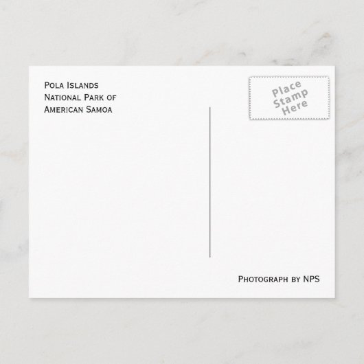 Pola Islands, American Samoa National Park Briefkaart (Achterkant)