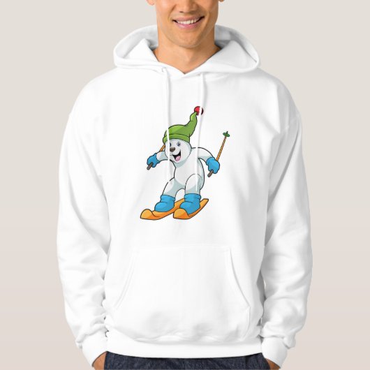 Polair beer als Skier met Ski & Bobble pet Hoodie (Voorkant)