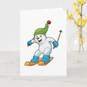 Polair beer als Skier met Ski & Bobble pet Kaart (Gele Bloem)