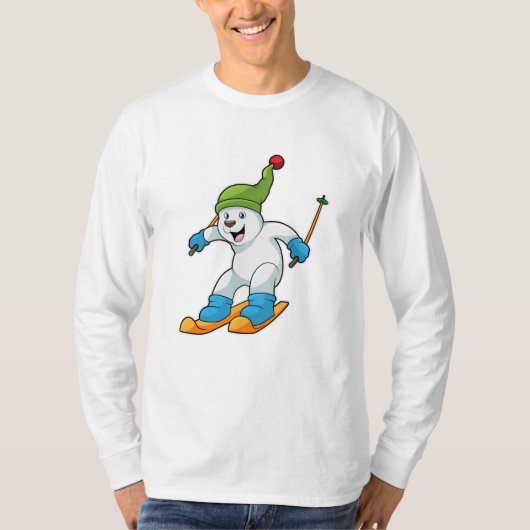 Polair beer als Skier met Ski & Bobble pet T-shirt (Voorkant)
