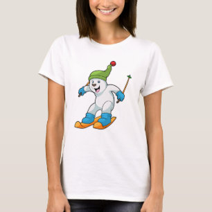 Polair beer als Skier met Ski & Bobble pet T-shirt
