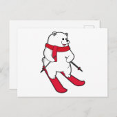 Polair beer als Skier met Ski Briefkaart (Voorkant / Achterkant)