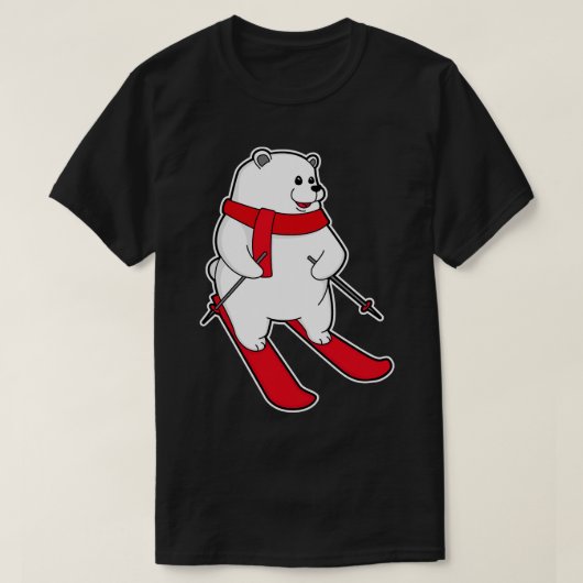 Polair beer als Skier met Ski T-shirt (Design voorkant)