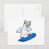 Polair beer als Snowboarder met Snowboard Briefkaart (Voorkant / Achterkant)