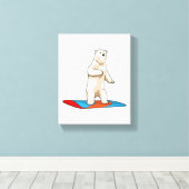 Polair beer als Snowboarder met Snowboard Canvas Afdruk (Insitu (Houten vloer))