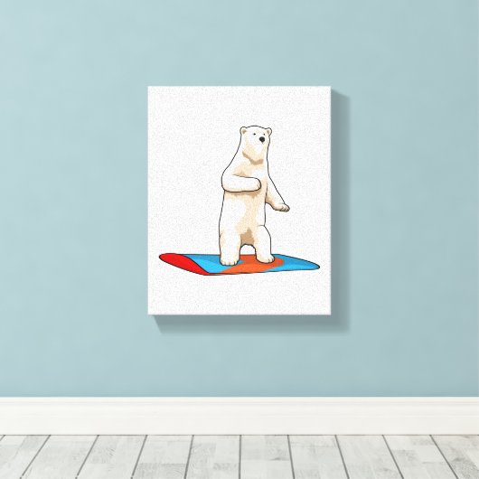 Polair beer als Snowboarder met Snowboard Canvas Afdruk (Insitu (Houten vloer))