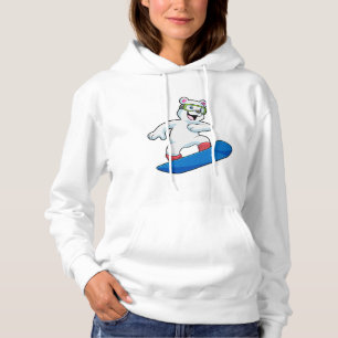 Polair beer als Snowboarder met Snowboard Hoodie