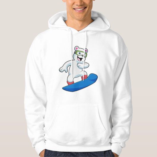 Polair beer als Snowboarder met Snowboard Hoodie (Voorkant)