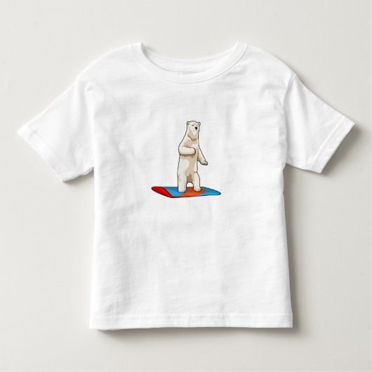 Polair beer als Snowboarder met Snowboard Kinder Shirts (Voorkant)