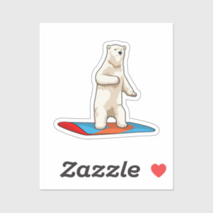 Polair beer als Snowboarder met Snowboard Sticker