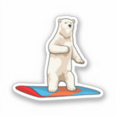 Polair beer als Snowboarder met Snowboard Sticker (Voorkant)