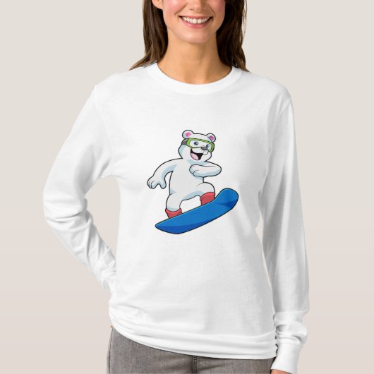 Polair beer als Snowboarder met Snowboard T-shirt (Voorkant)