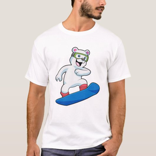 Polair beer als Snowboarder met Snowboard T-shirt (Voorkant)