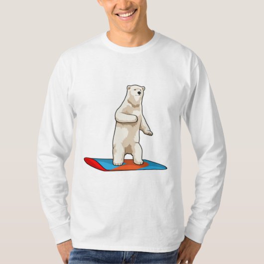 Polair beer als Snowboarder met Snowboard T-shirt (Voorkant)