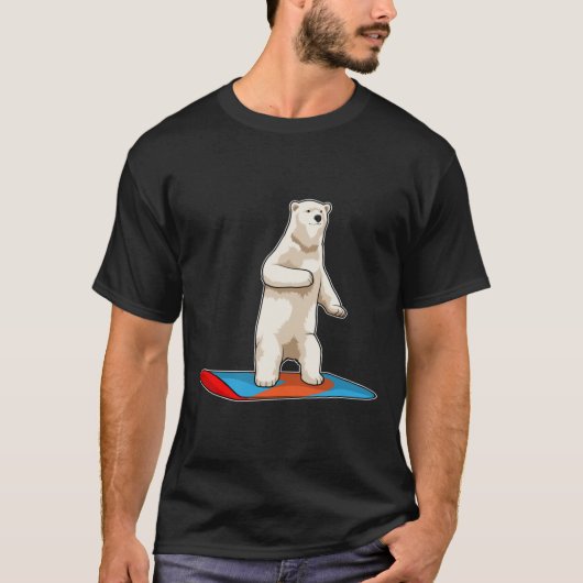 Polair beer als Snowboarder met Snowboard T-shirt (Voorkant)
