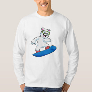 Polair beer als Snowboarder met Snowboard T-shirt