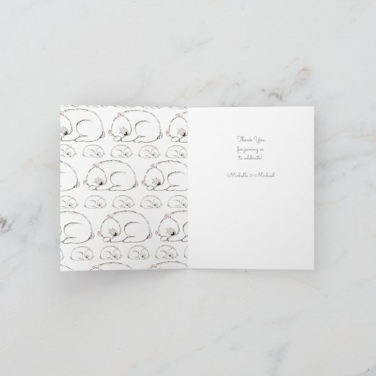 Polair Beer Baby shower Wintergrijs Genderneutraal Bedankkaart (Binnen)