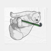 Polair beer bij Hockey met Hockey-stick Fleece Deken (Voorkant (Horizontaal))