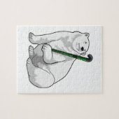 Polair beer bij Hockey met Hockey-stick Legpuzzel (Horizontaal)