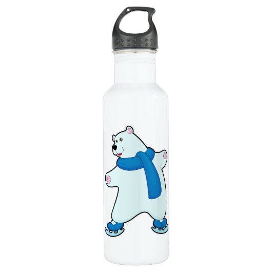 Polair beer bij ijsschaatsen met karf waterfles  (Voorkant)