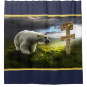 Polair beer dat de noordpool houten blauw bekijkt douchegordijn (Voorkant)