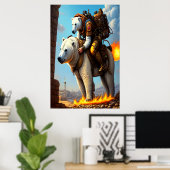 Polair beer dat een polair beer rijdt | AI Art Pos Poster (Thuiskantoor)