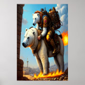 Polair beer dat een polair beer rijdt | AI Art Pos Poster (Voorkant)