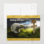 Polair beer dat het houten noord-poolbord bekijkt briefkaart (Voorkant / Achterkant)