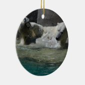 Polair Beer dat in het water speelt Keramisch Ornament (Rechts)