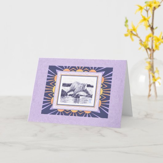 Polair Beer en Arctic Sun Blank Greet Kaart (Gele Bloem)