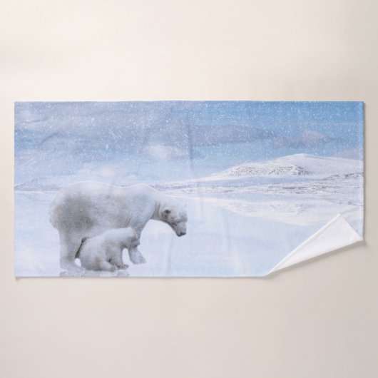 Polair beer en kubus badhanddoek (Badhanddoek)