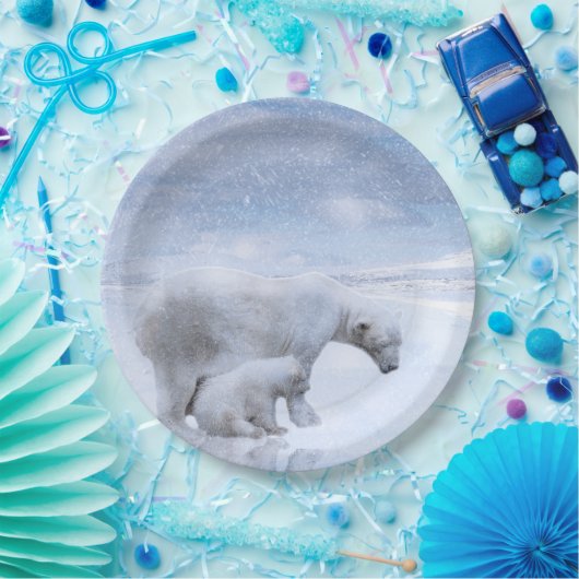 Polair beer en kubus papieren bordje (Feest)