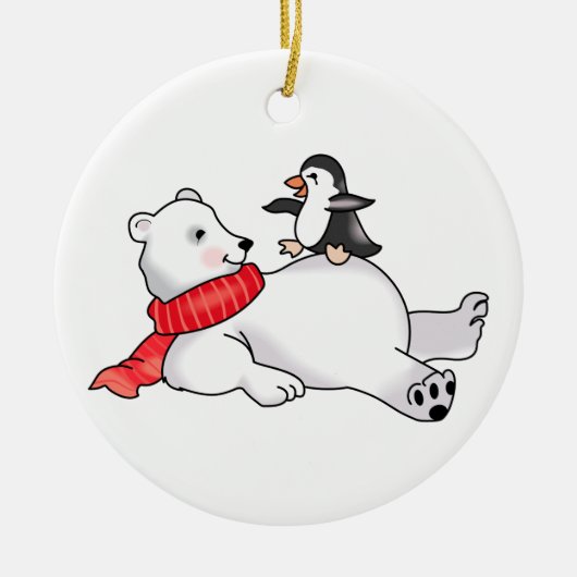 Polair Beer en Penguin Keramisch Ornament (Voorkant)