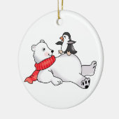 Polair Beer en Penguin Keramisch Ornament (Links)