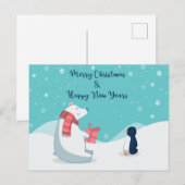 Polair Beer en pinguïn! Briefkaart (Voorkant / Achterkant)