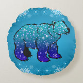 Polair Beer en sneeuwvlokken Rond Kussen (Voorkant)