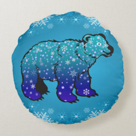 Polair Beer en sneeuwvlokken Rond Kussen