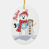 Polair Beer en Snowman-kerstversiering Keramisch Ornament (Voorkant)