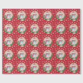Polair Beer en Snowman Polka Dots Pattern Cadeaupapier (Vlak)