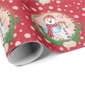 Polair Beer en Snowman Polka Dots Pattern Cadeaupapier (Rol Hoek)