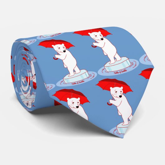 Polair Beer heeft een Umbrella Doodle Stropdas nod (Opgerold)